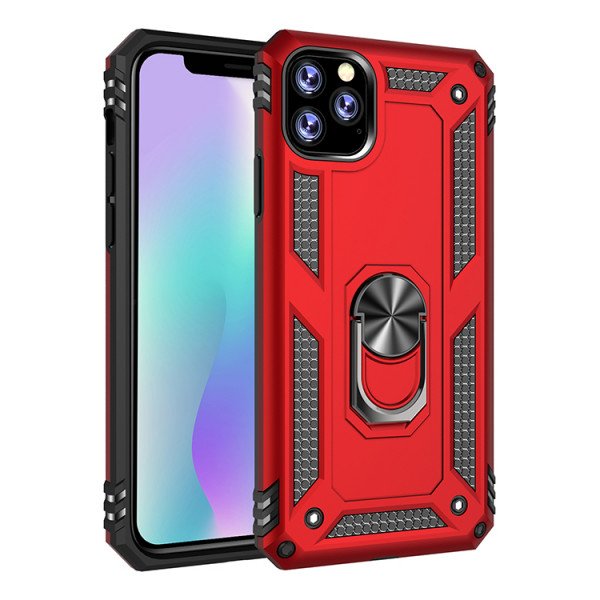 Wholesale iPhone 11 Pro (5.8in) Tech Armor Ring Grip Case with Metal Plate (Red)